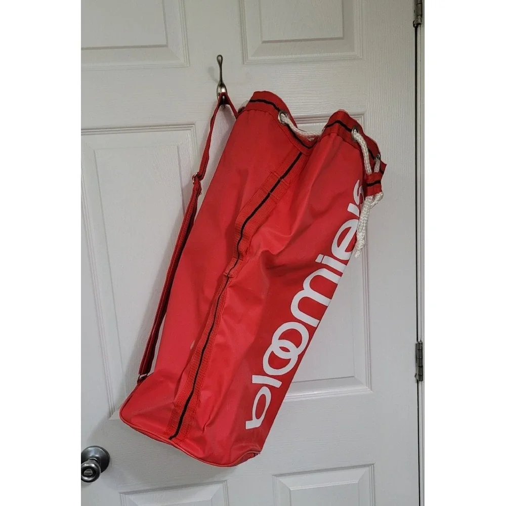 Vintage BLOOMIE'S Bloomingdales‎ Red Duffle Carry Drawstring Laundry Bag